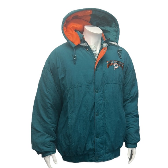 Vintage Miami Dolphins NFL Starter Full Embroidered Hooded Puffer Zip Jacket - Picture 8 of 16